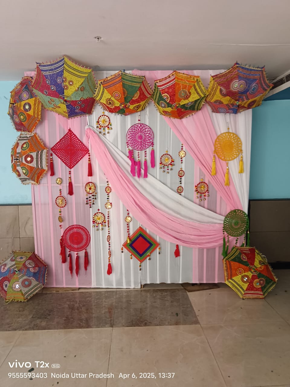 Dreamcatcher & Pink Canopy Mehendi Ceremony Backdrop