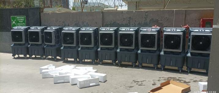Row of Modern Black Event Air Coolers for Hire